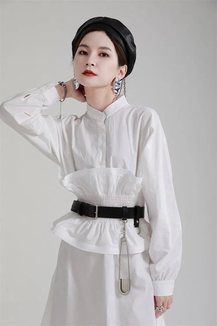 Women Ruffled Slim Waist Long Sleeves Fall Dresses