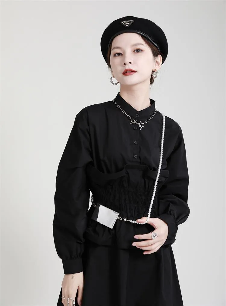 Women Ruffled Slim Waist Long Sleeves Fall Dresses