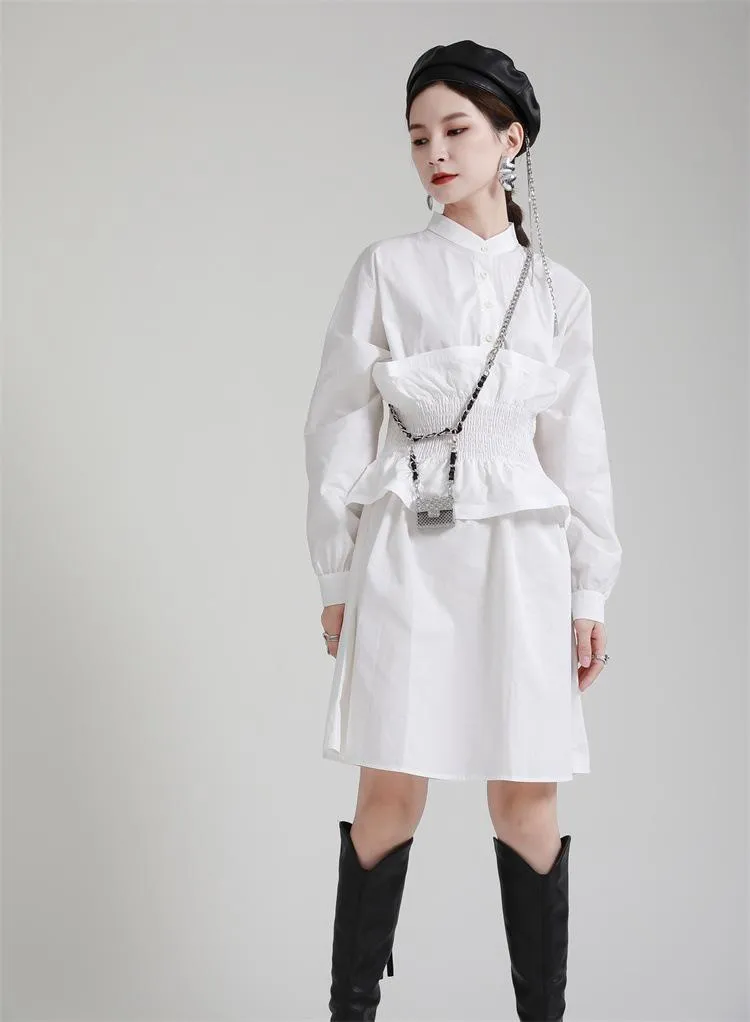 Women Ruffled Slim Waist Long Sleeves Fall Dresses