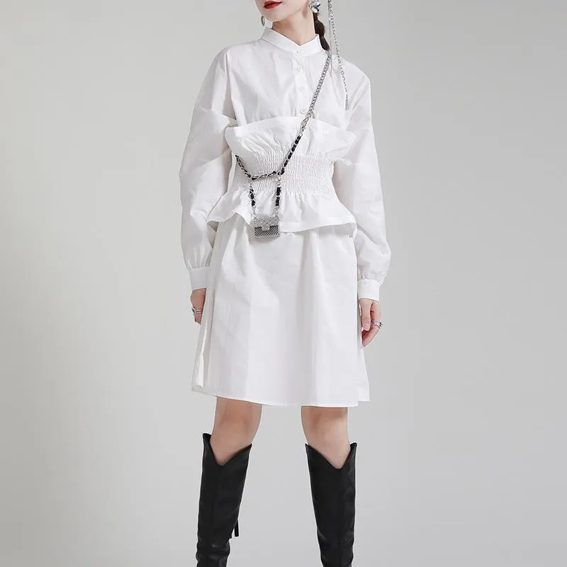 Women Ruffled Slim Waist Long Sleeves Fall Dresses