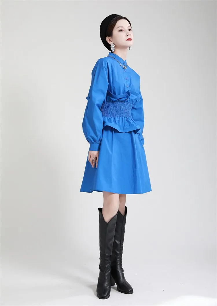 Women Ruffled Slim Waist Long Sleeves Fall Dresses