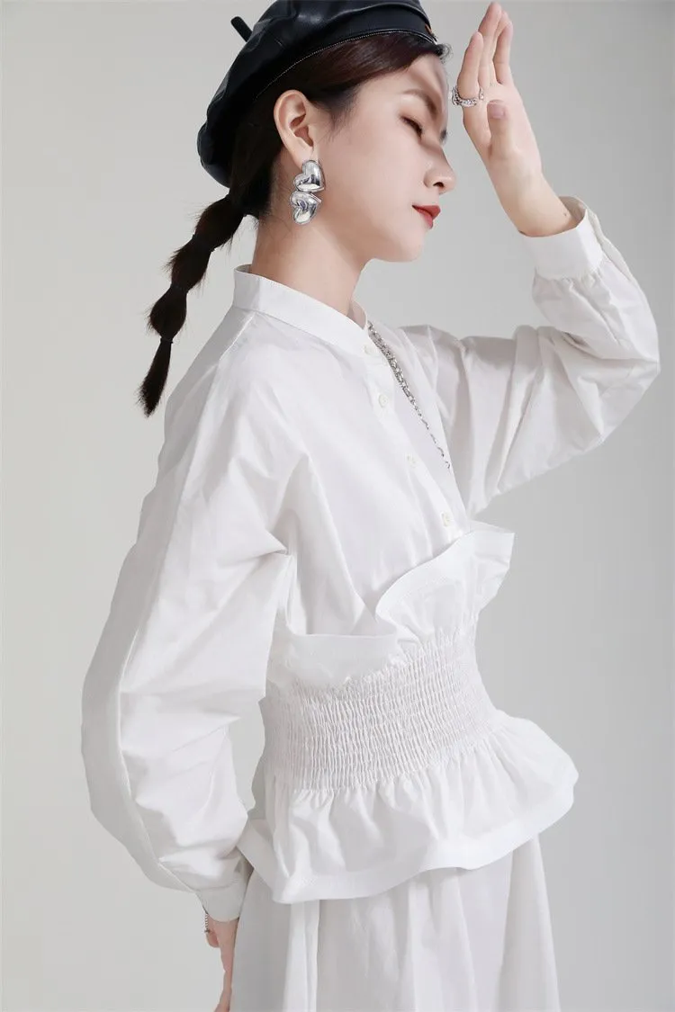 Women Ruffled Slim Waist Long Sleeves Fall Dresses