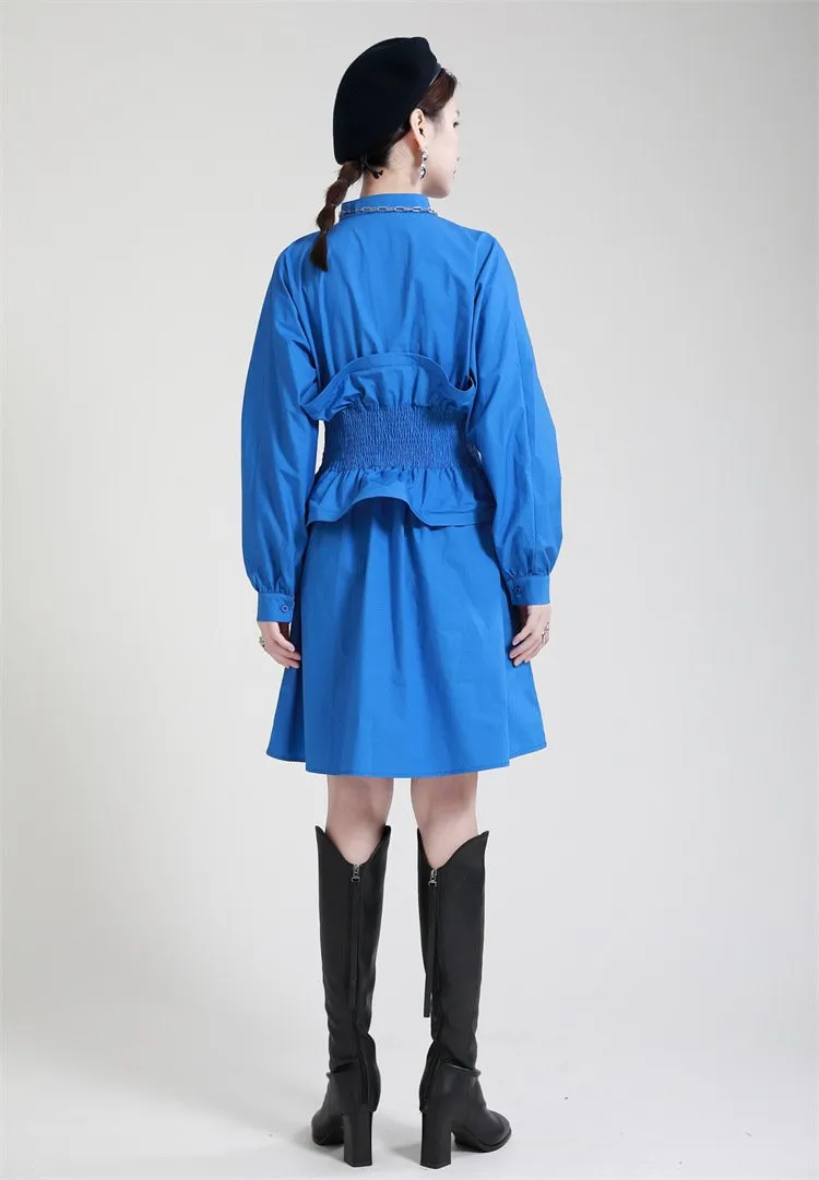 Women Ruffled Slim Waist Long Sleeves Fall Dresses