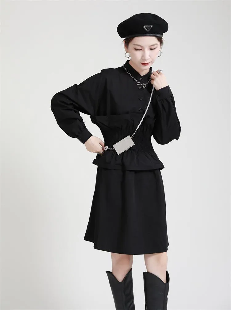 Women Ruffled Slim Waist Long Sleeves Fall Dresses