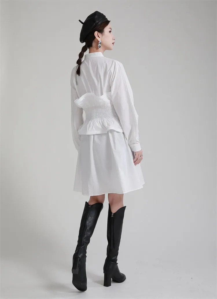 Women Ruffled Slim Waist Long Sleeves Fall Dresses