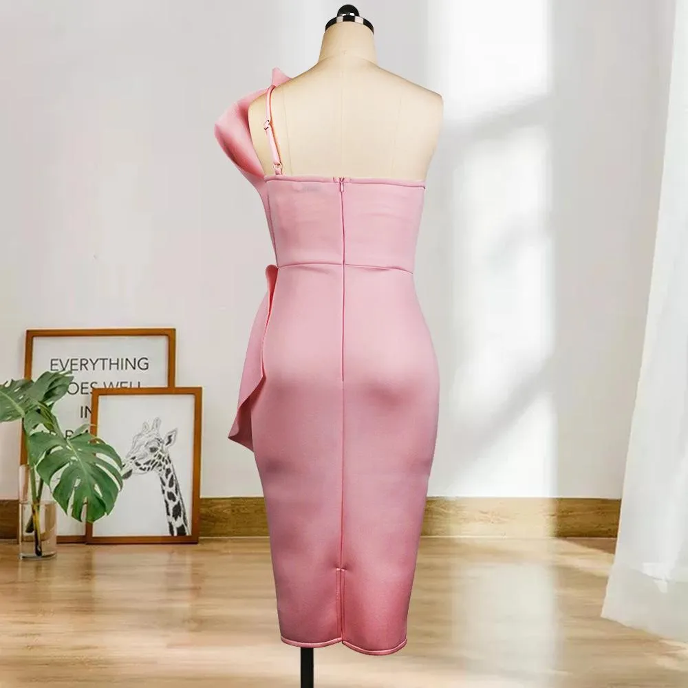 Women Sexy Strapless Ruffled Dresses