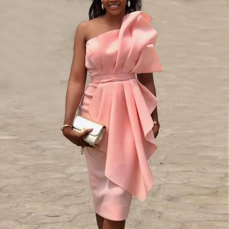 Women Sexy Strapless Ruffled Dresses