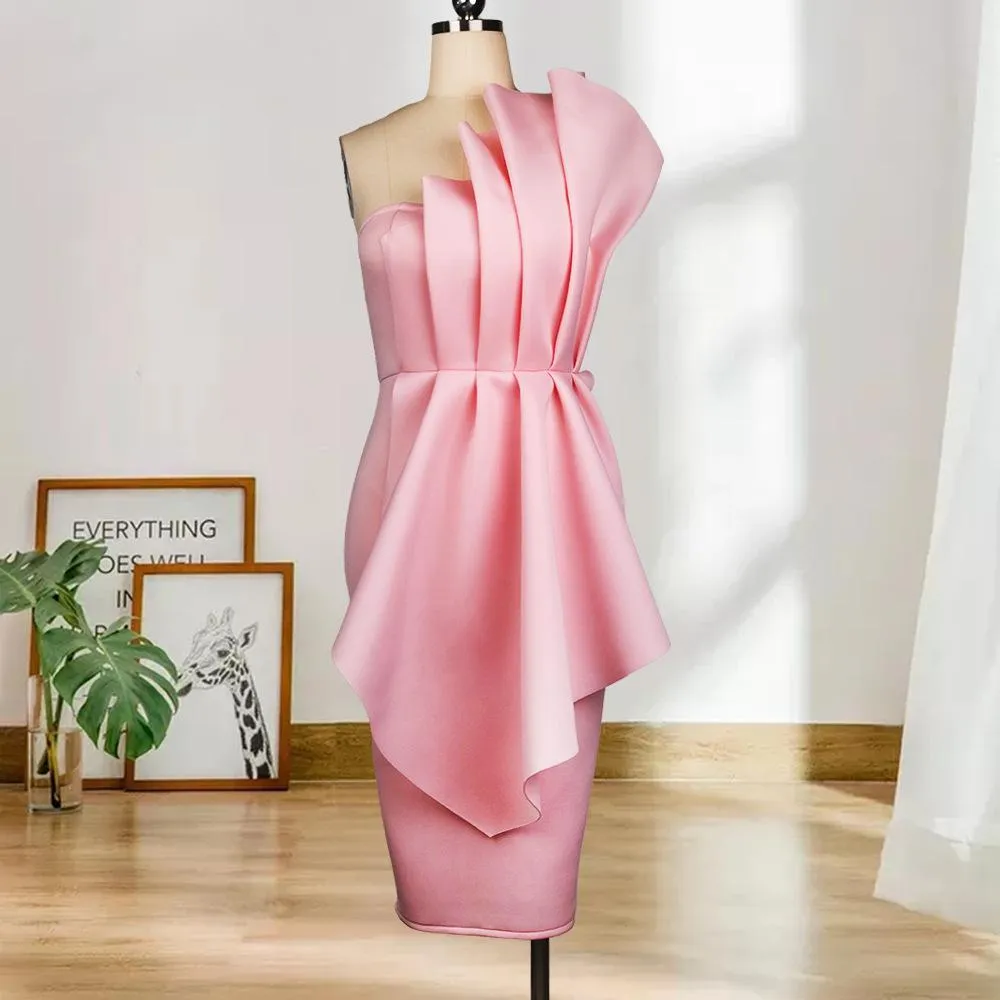 Women Sexy Strapless Ruffled Dresses