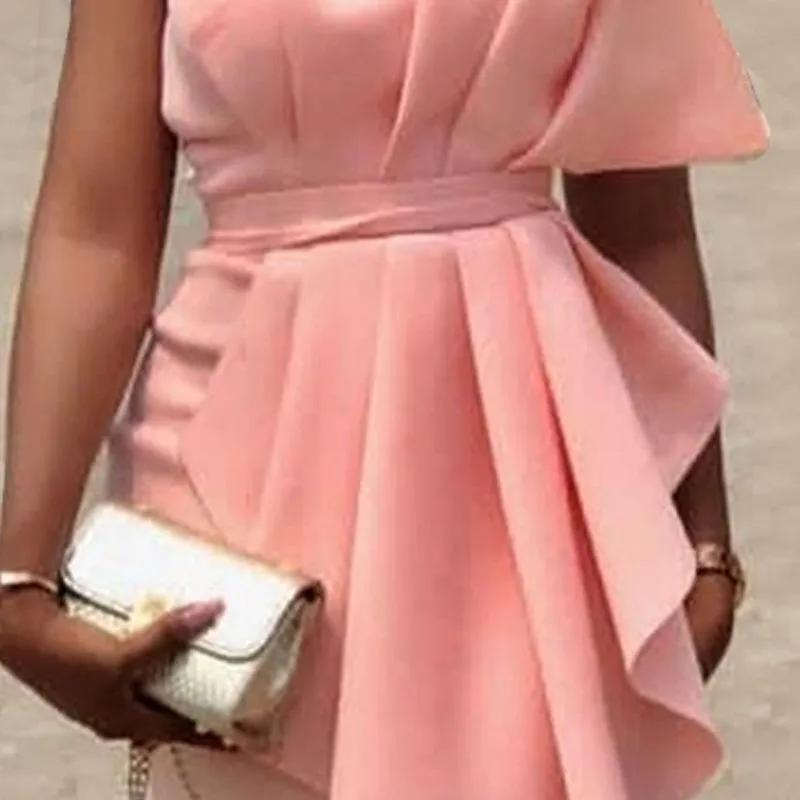 Women Sexy Strapless Ruffled Dresses