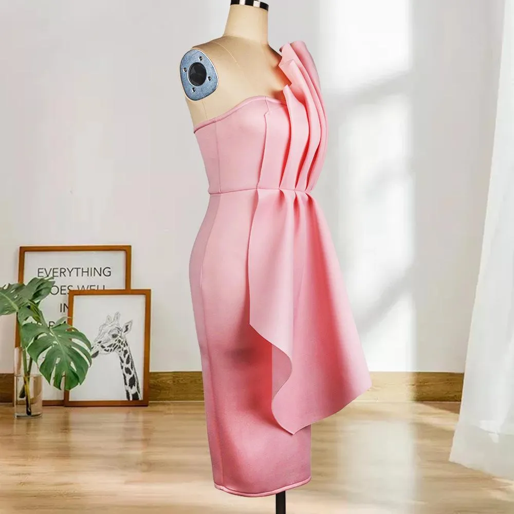 Women Sexy Strapless Ruffled Dresses