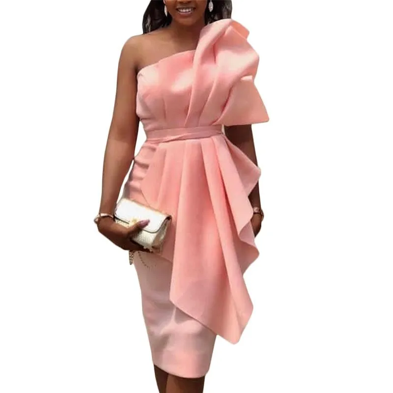 Women Sexy Strapless Ruffled Dresses