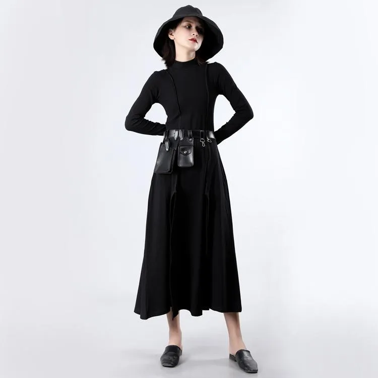 Women Split High Neck Irregular Fall Dresses