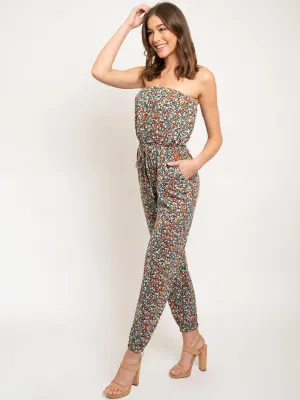 WOMEN'S DITZY PRINT TUBE JUMPSUIT