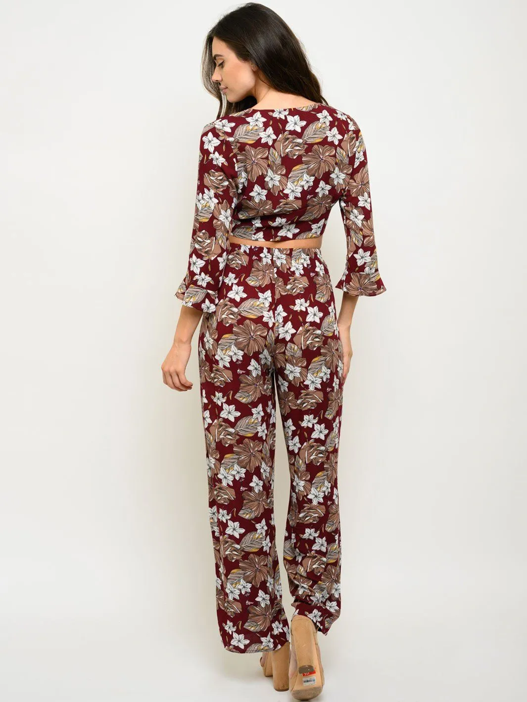 WOMEN'S FLORAL 2PC. CROP TOP SET