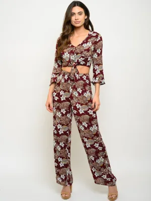 WOMEN'S FLORAL 2PC. CROP TOP SET