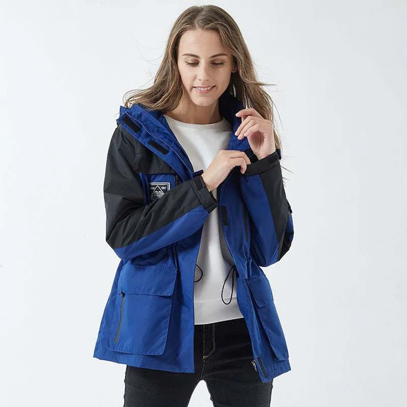 Women's Hooded Windbreaker Detachable Waterproof Overcoat
