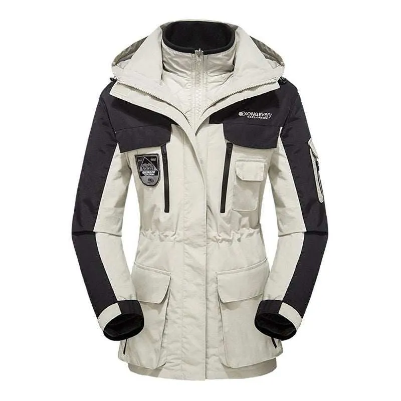 Women's Hooded Windbreaker Detachable Waterproof Overcoat