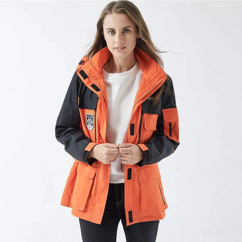 Women's Hooded Windbreaker Detachable Waterproof Overcoat