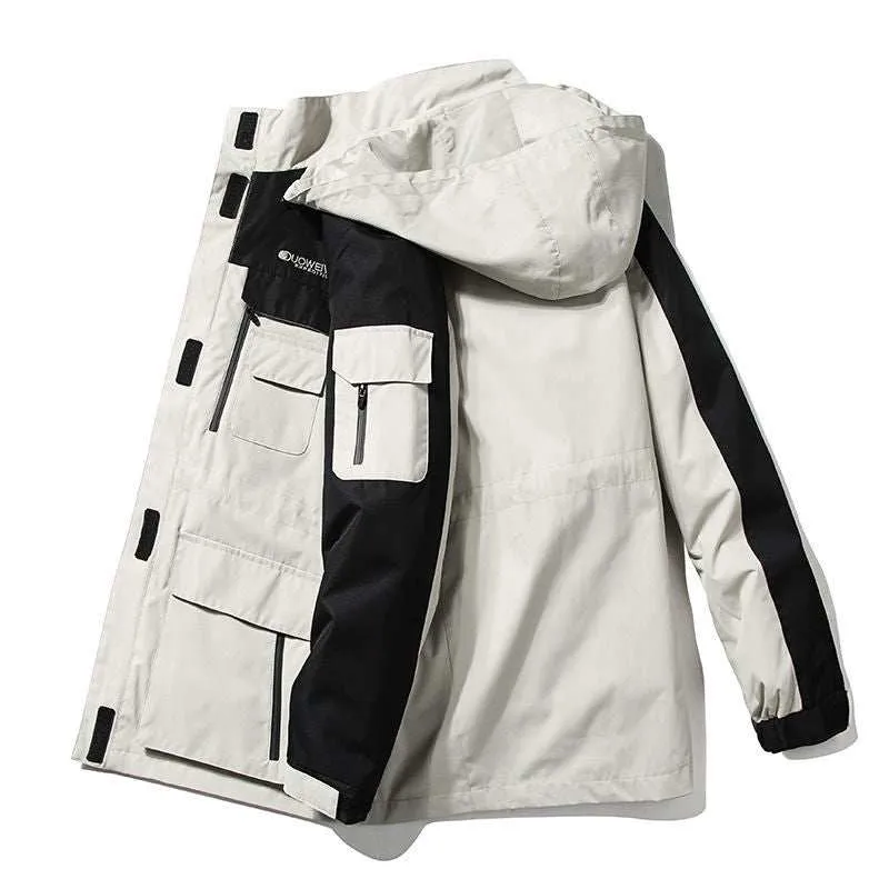 Women's Hooded Windbreaker Detachable Waterproof Overcoat