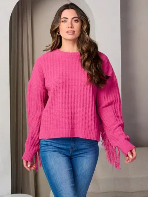WOMEN'S LONG FRINGE SLEEVE PULLOVER SWEATER