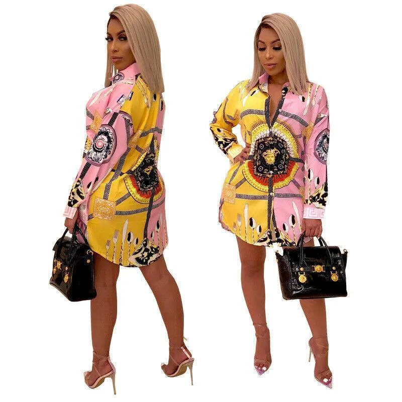 Womens Long Sleeve Mini Shirt Dress