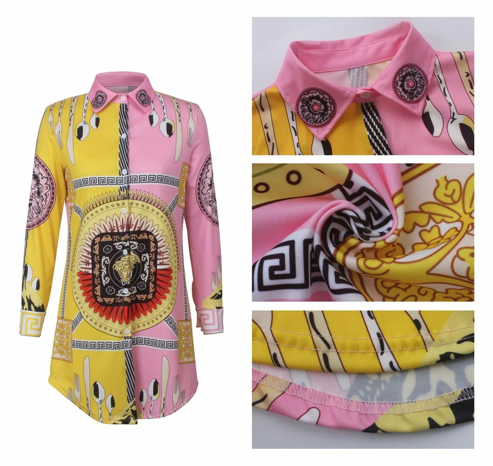 Womens Long Sleeve Mini Shirt Dress
