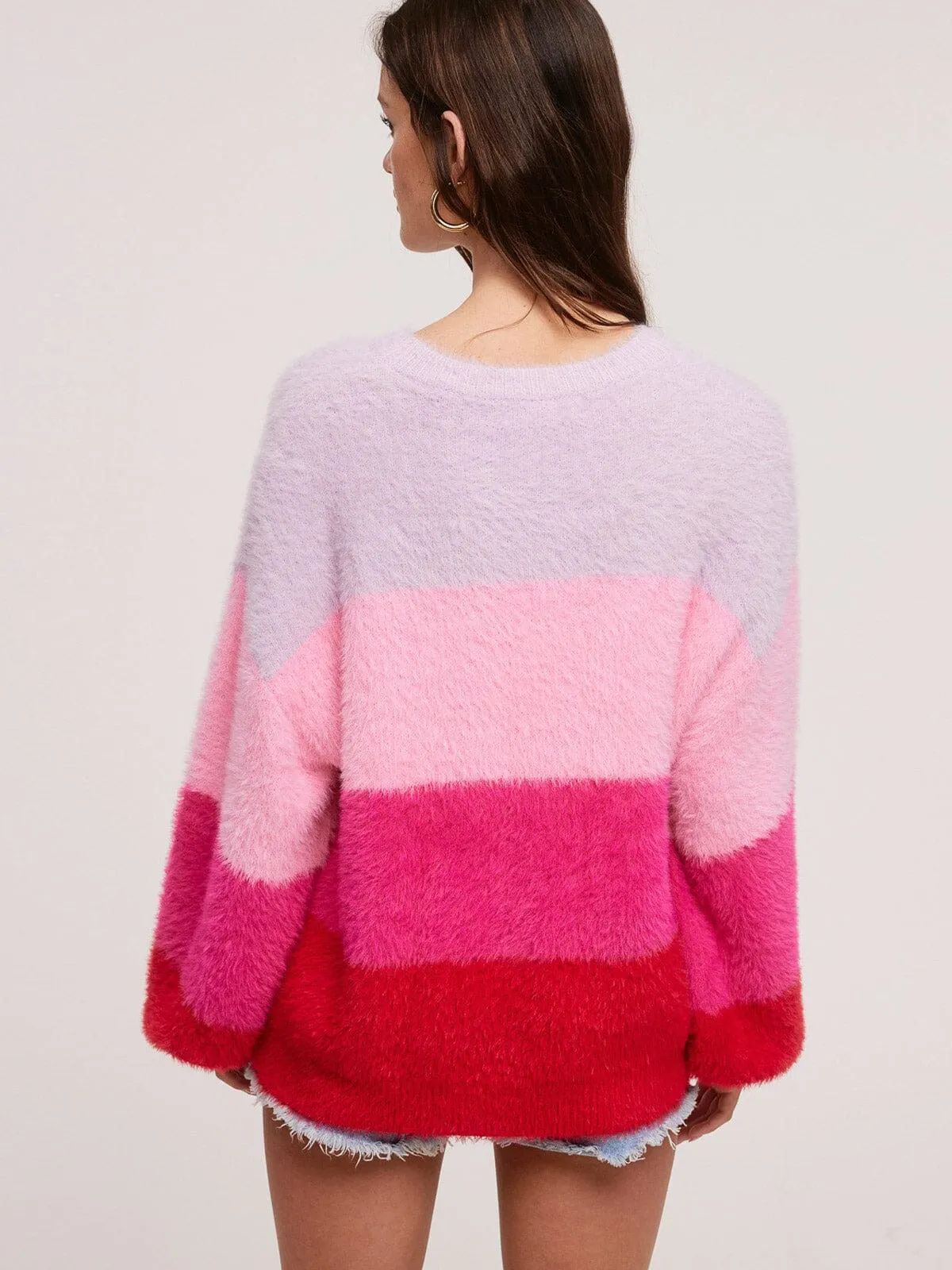 WOMENS LONG SLEEVE PULLOVER COLORBLOCK SWEATER
