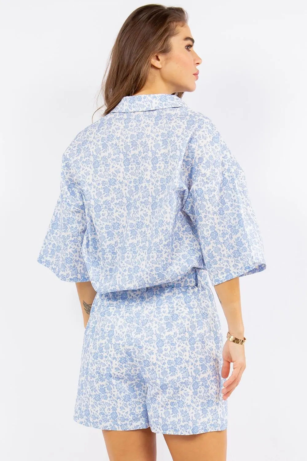 WOMEN'S SHORT SLEEVE TOP & SHORTS 2PC. FLORAL PRINT SET