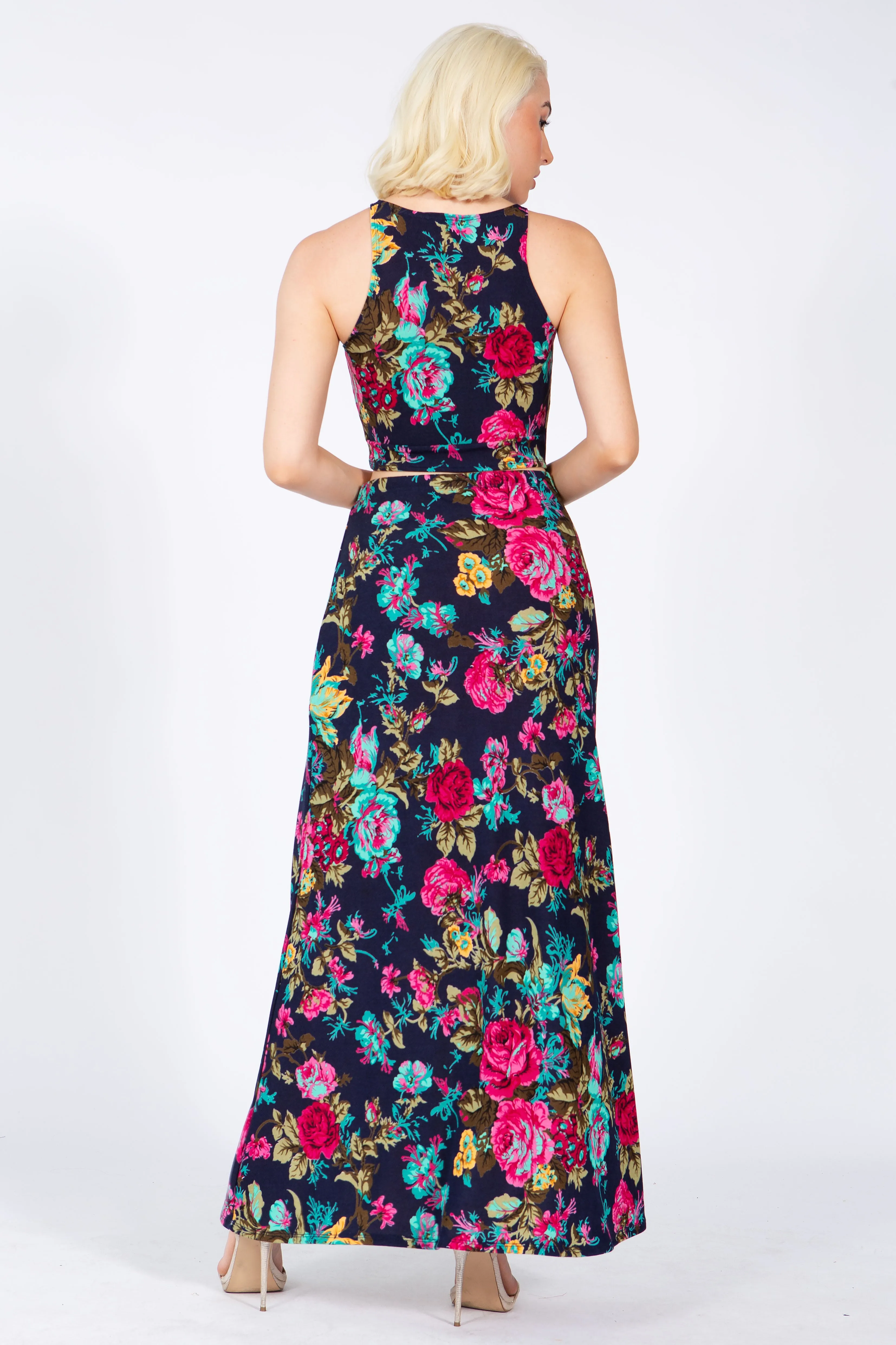 Women's Two-piece Camellia Floral Skirt Set