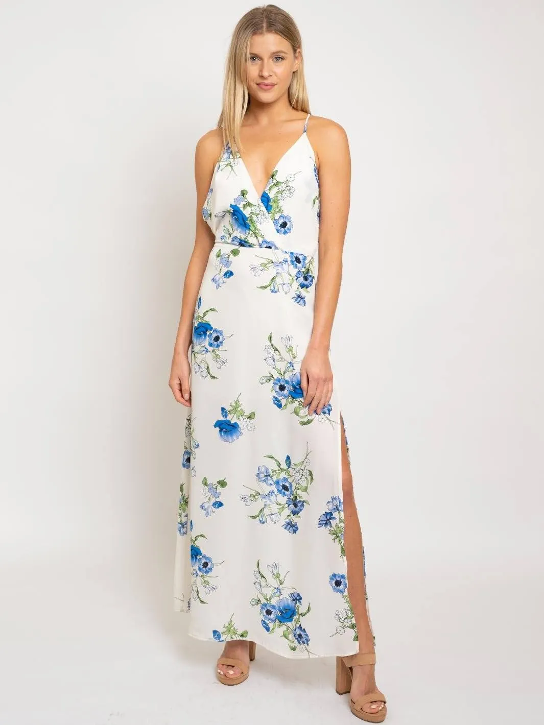 WOMEN'S WHITE FLORAL MAXI DRESS