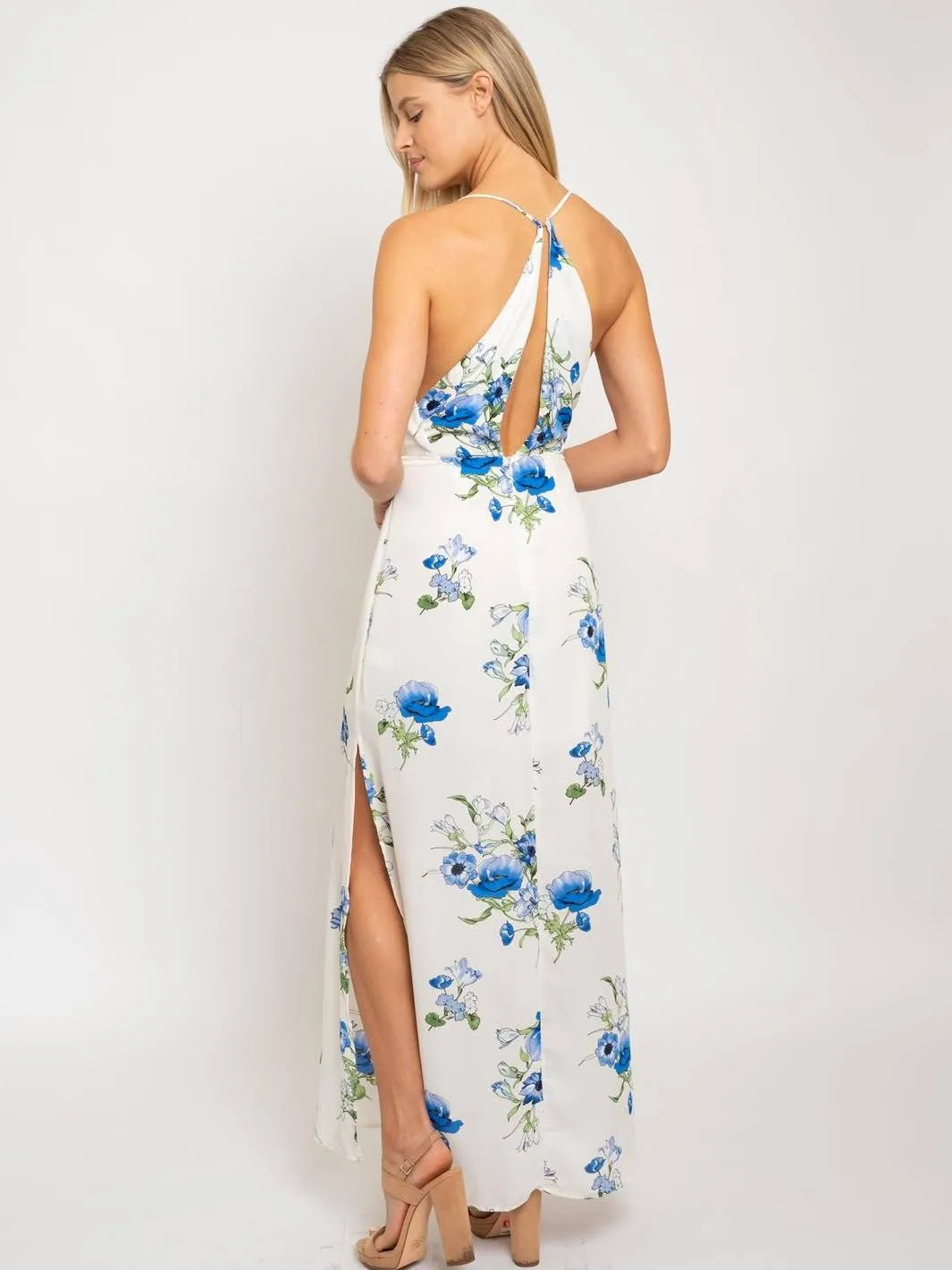WOMEN'S WHITE FLORAL MAXI DRESS