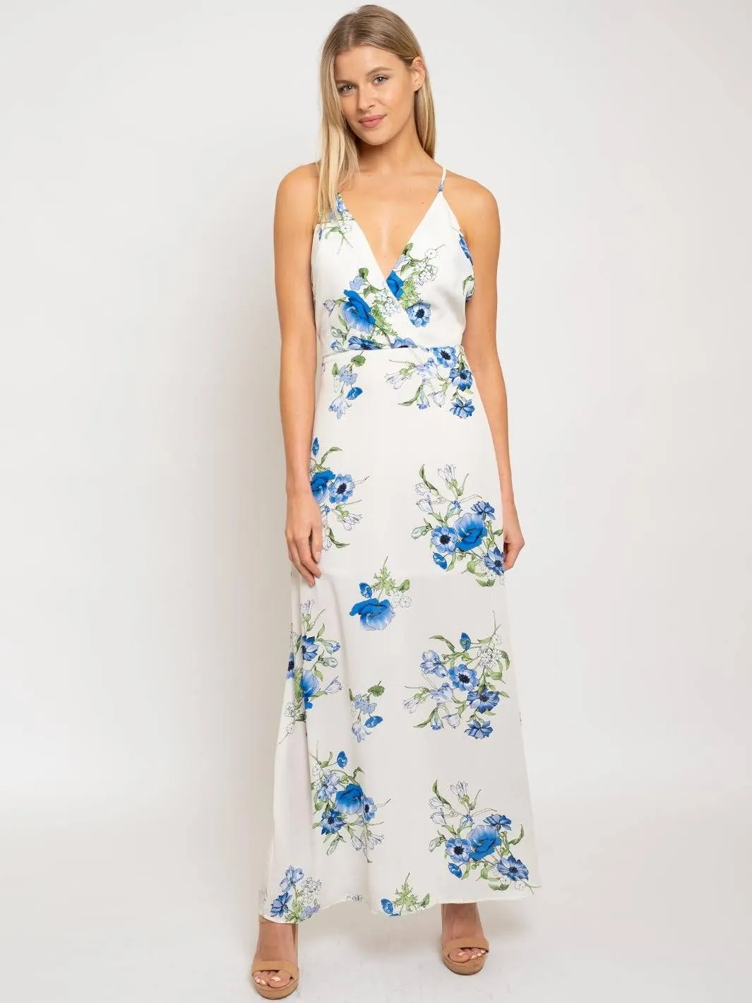 WOMEN'S WHITE FLORAL MAXI DRESS