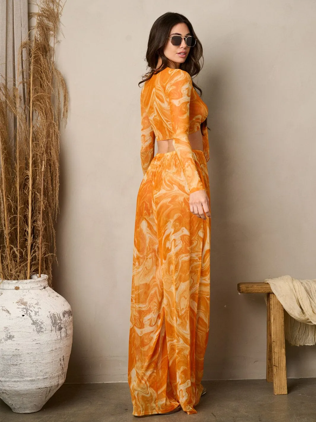 WOMEN'S WIDE LEG PRINTED SWIM COVER UP PANTS