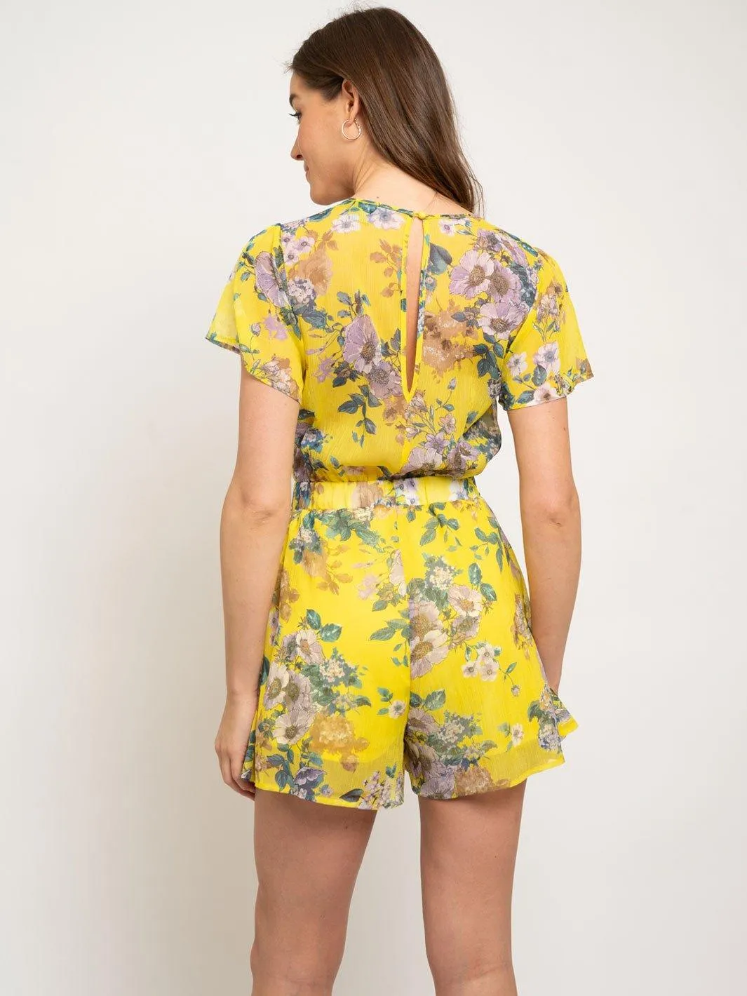 WOMEN'S YELLOW FLORAL ROMPER