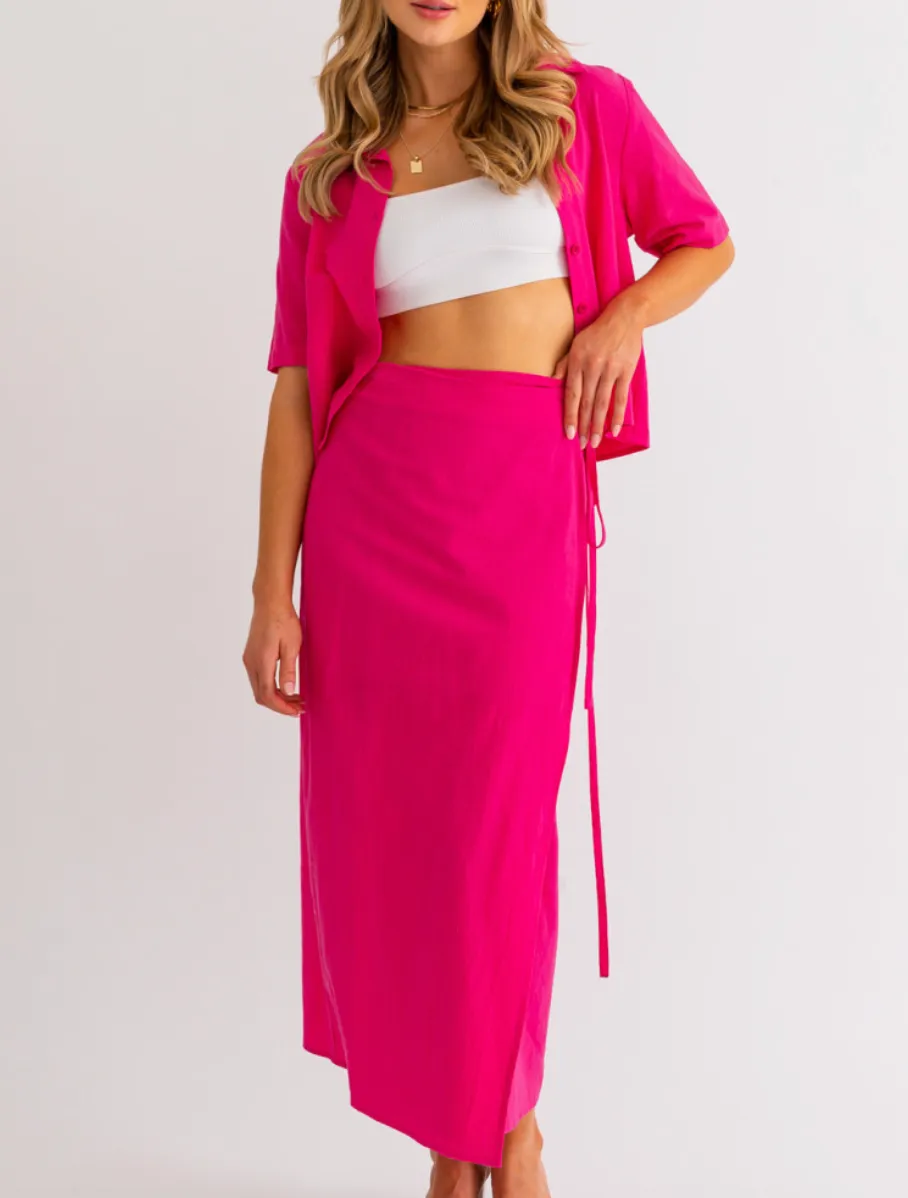 Wrap Slit Back Maxi Skirt