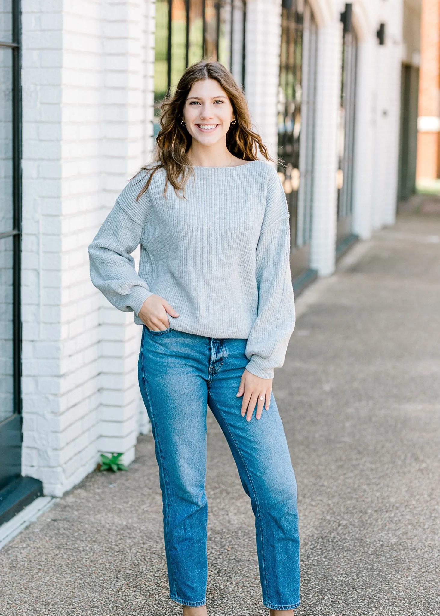 X Gray Round Neck Sweater