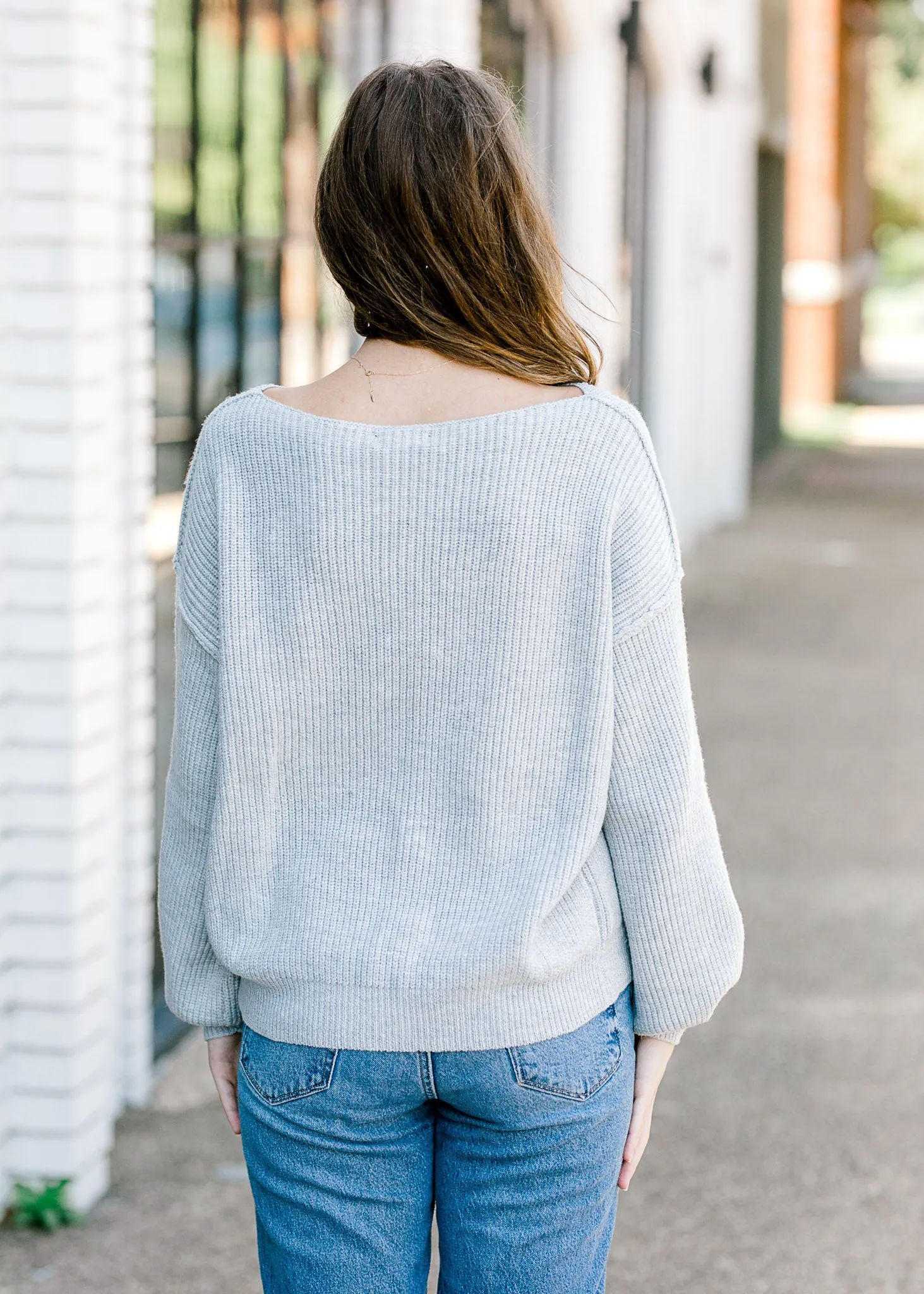 X Gray Round Neck Sweater