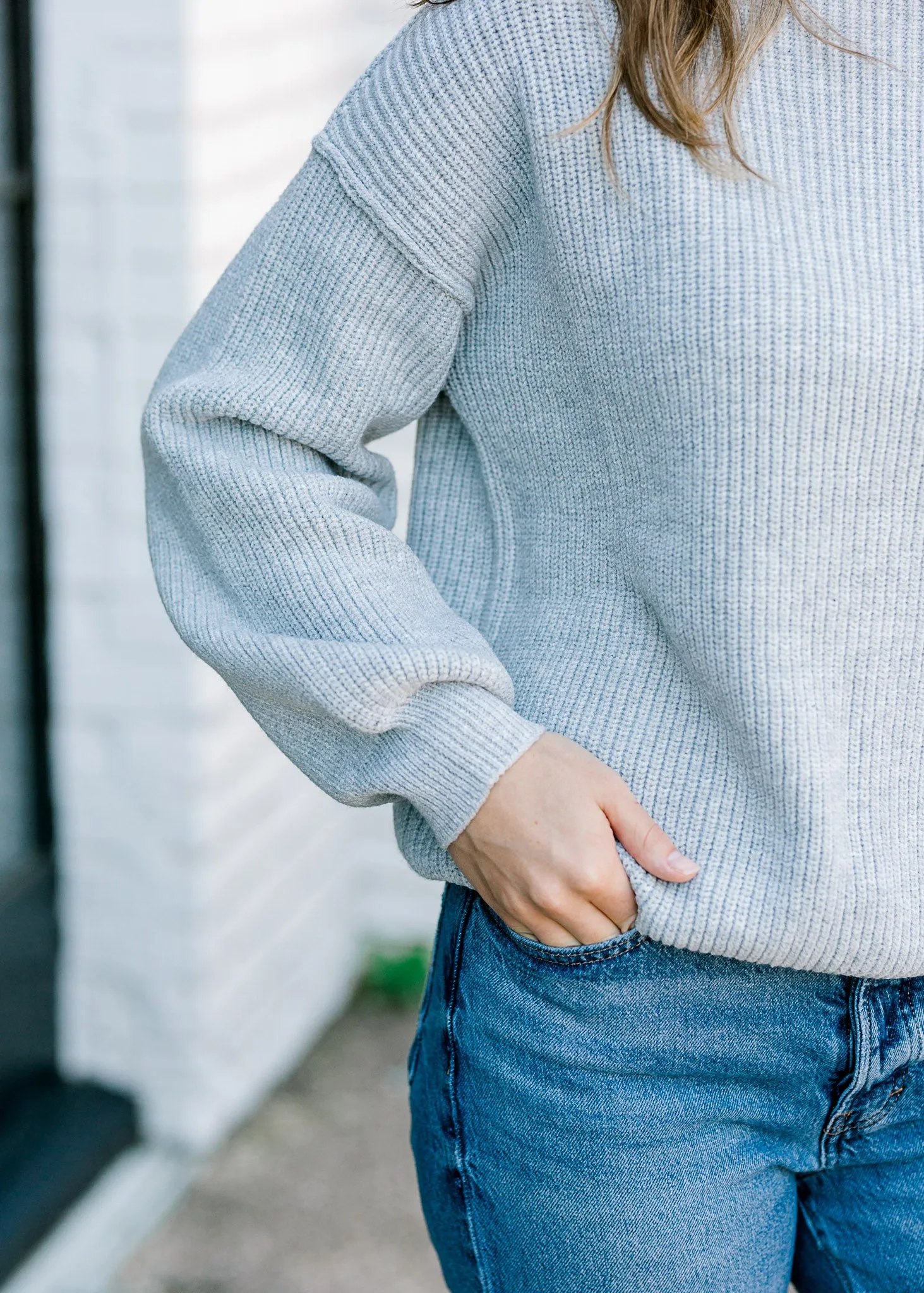 X Gray Round Neck Sweater