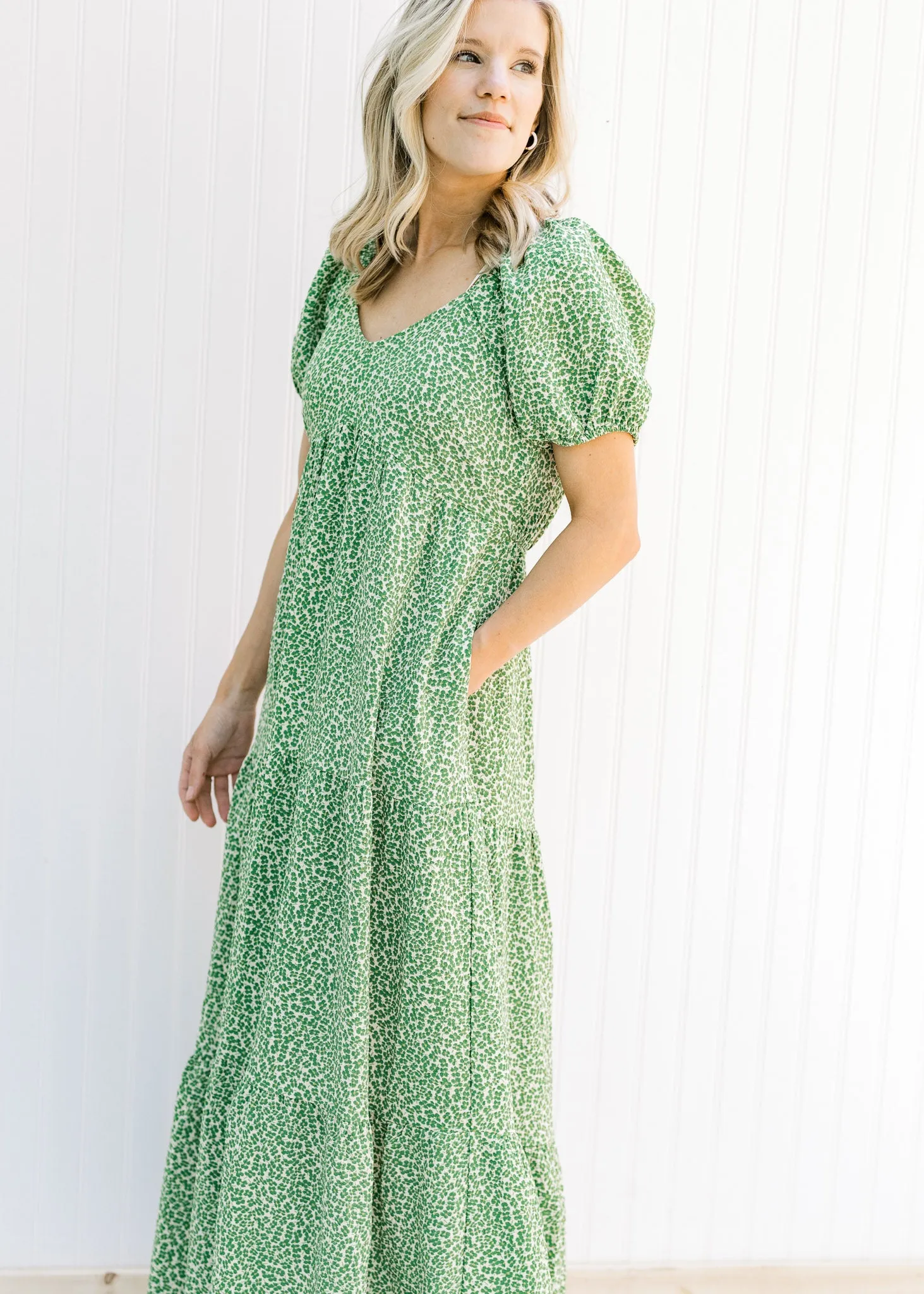 X Green Microfloral Maxi Dress