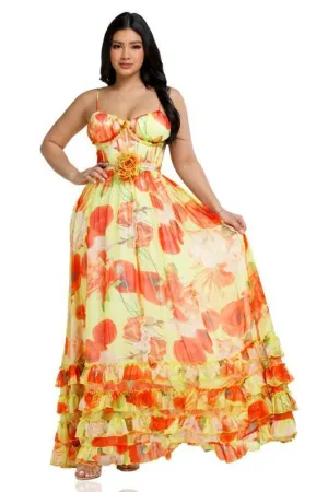 Yellow Poppy Maxi Dress