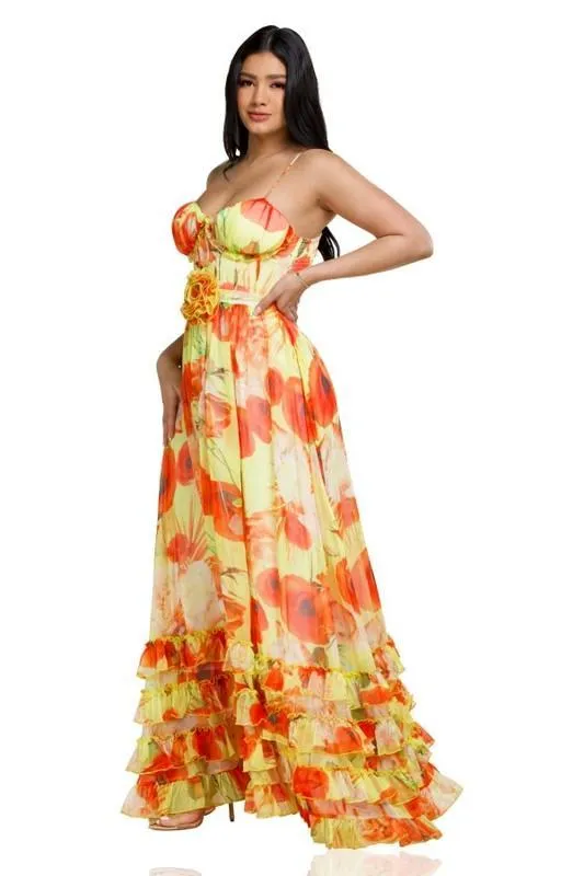 Yellow Poppy Maxi Dress