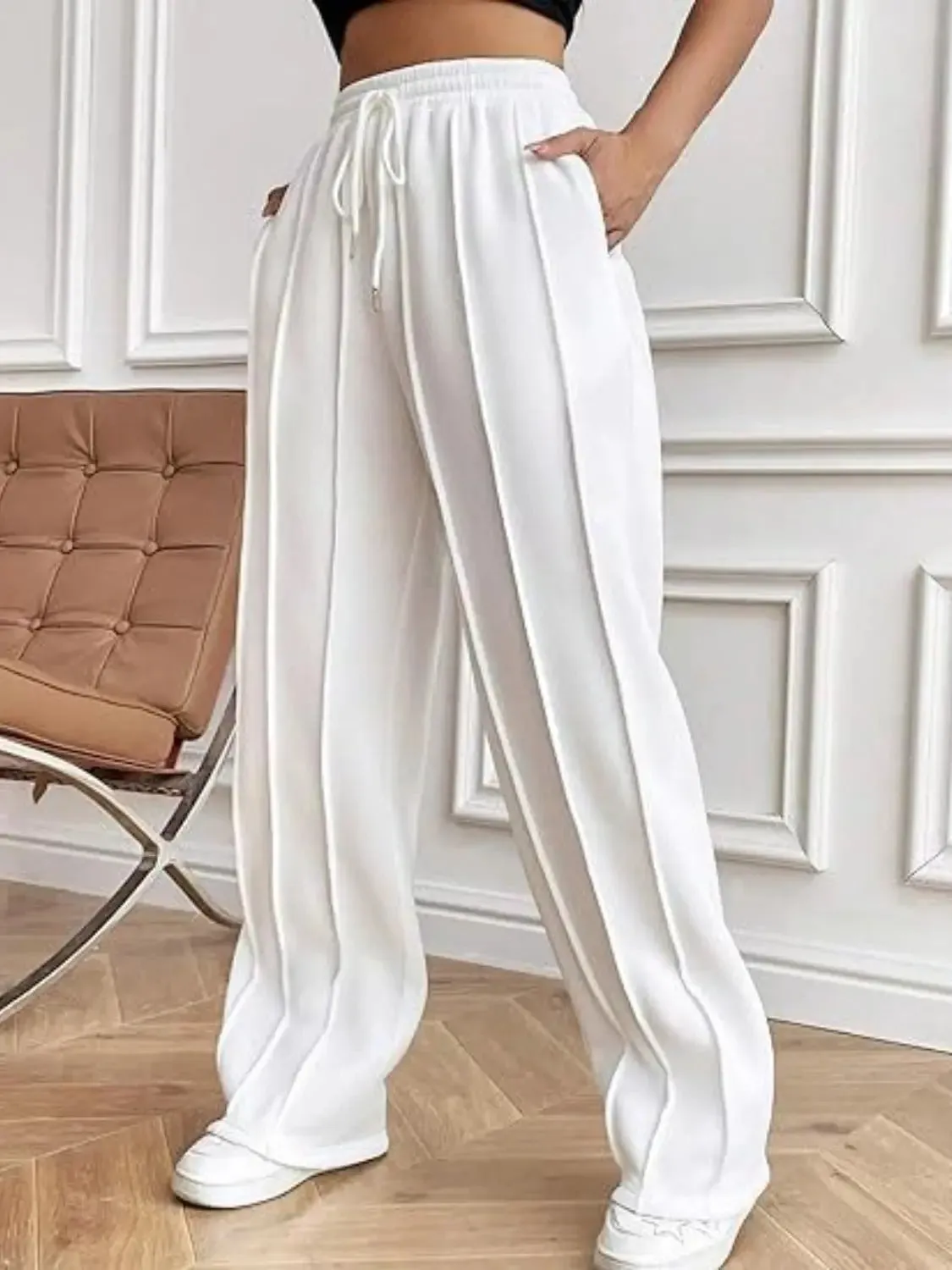 'Zahra' Drawstring Wide Leg Pants