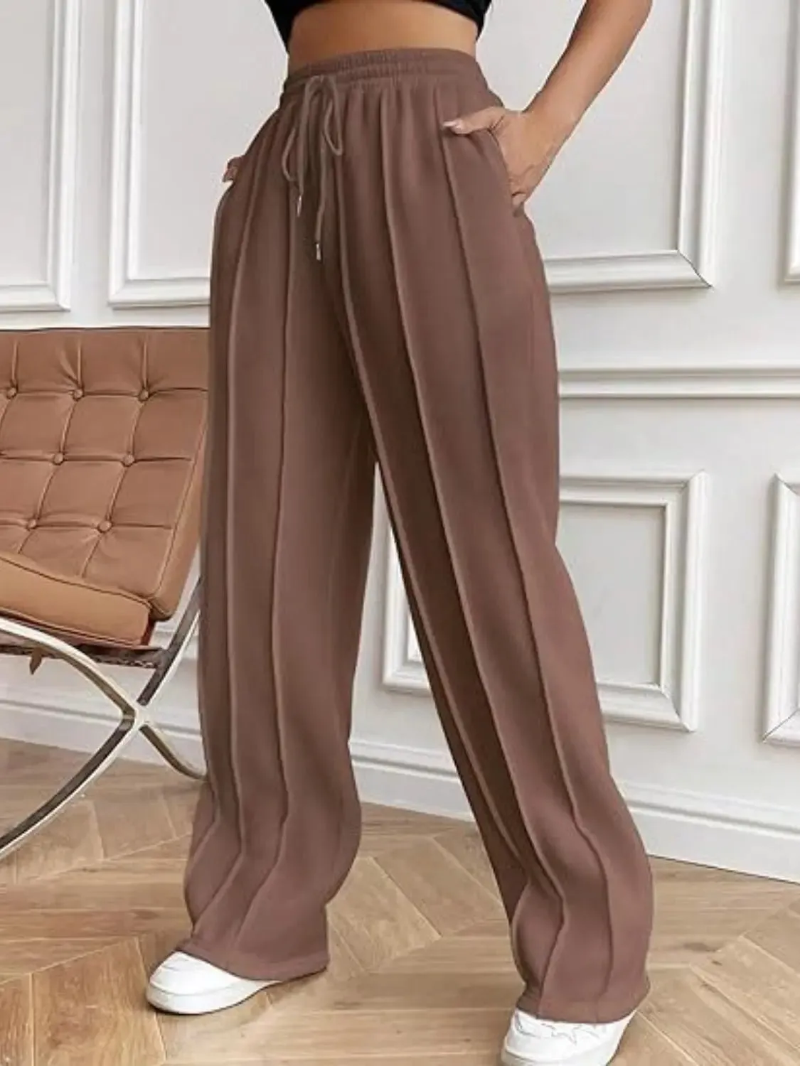 'Zahra' Drawstring Wide Leg Pants