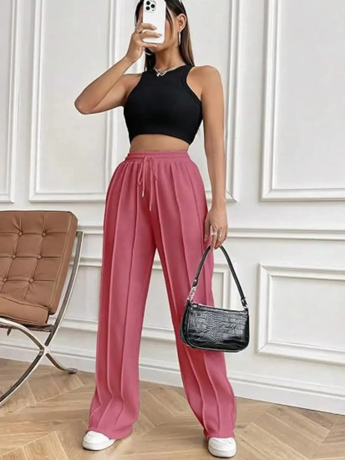'Zahra' Drawstring Wide Leg Pants