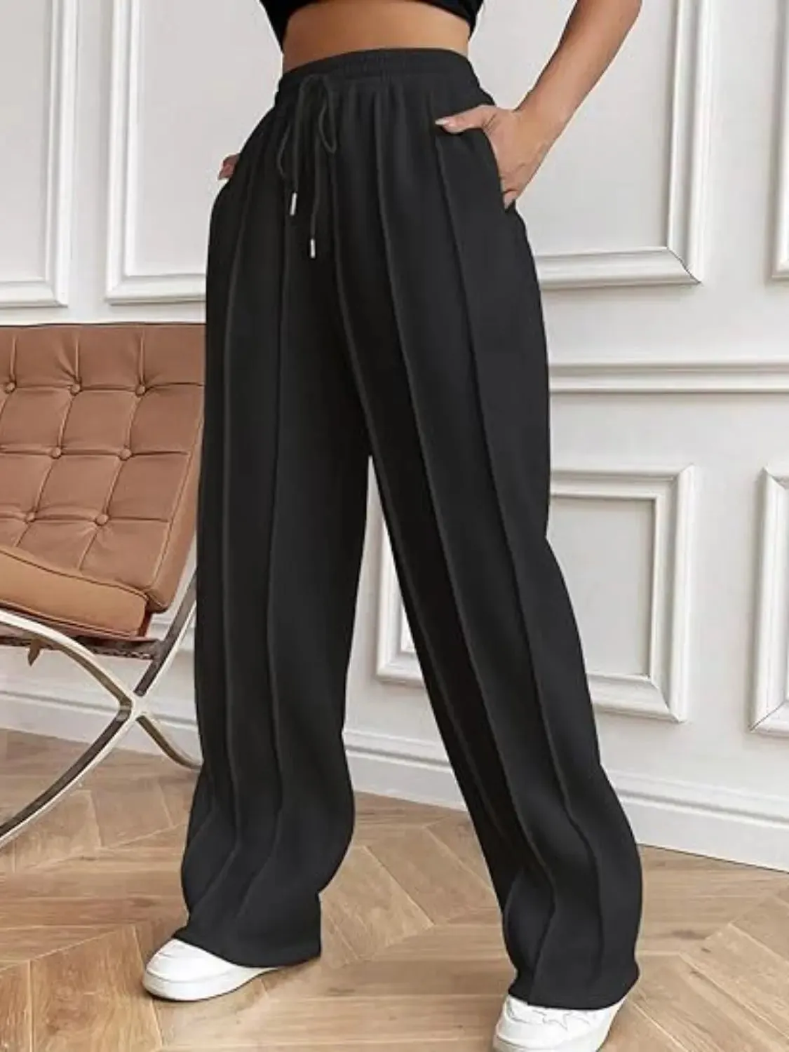 'Zahra' Drawstring Wide Leg Pants