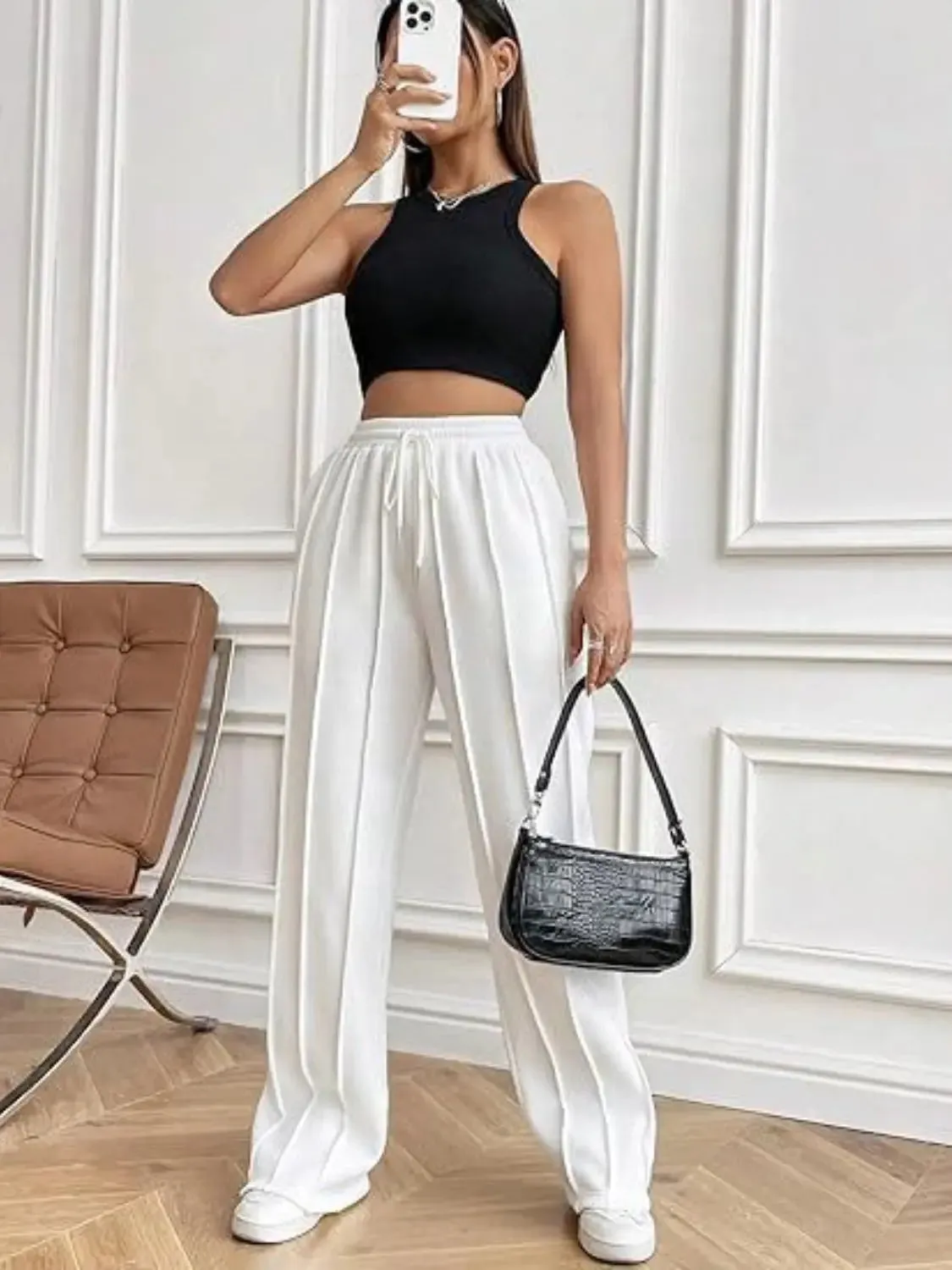 'Zahra' Drawstring Wide Leg Pants