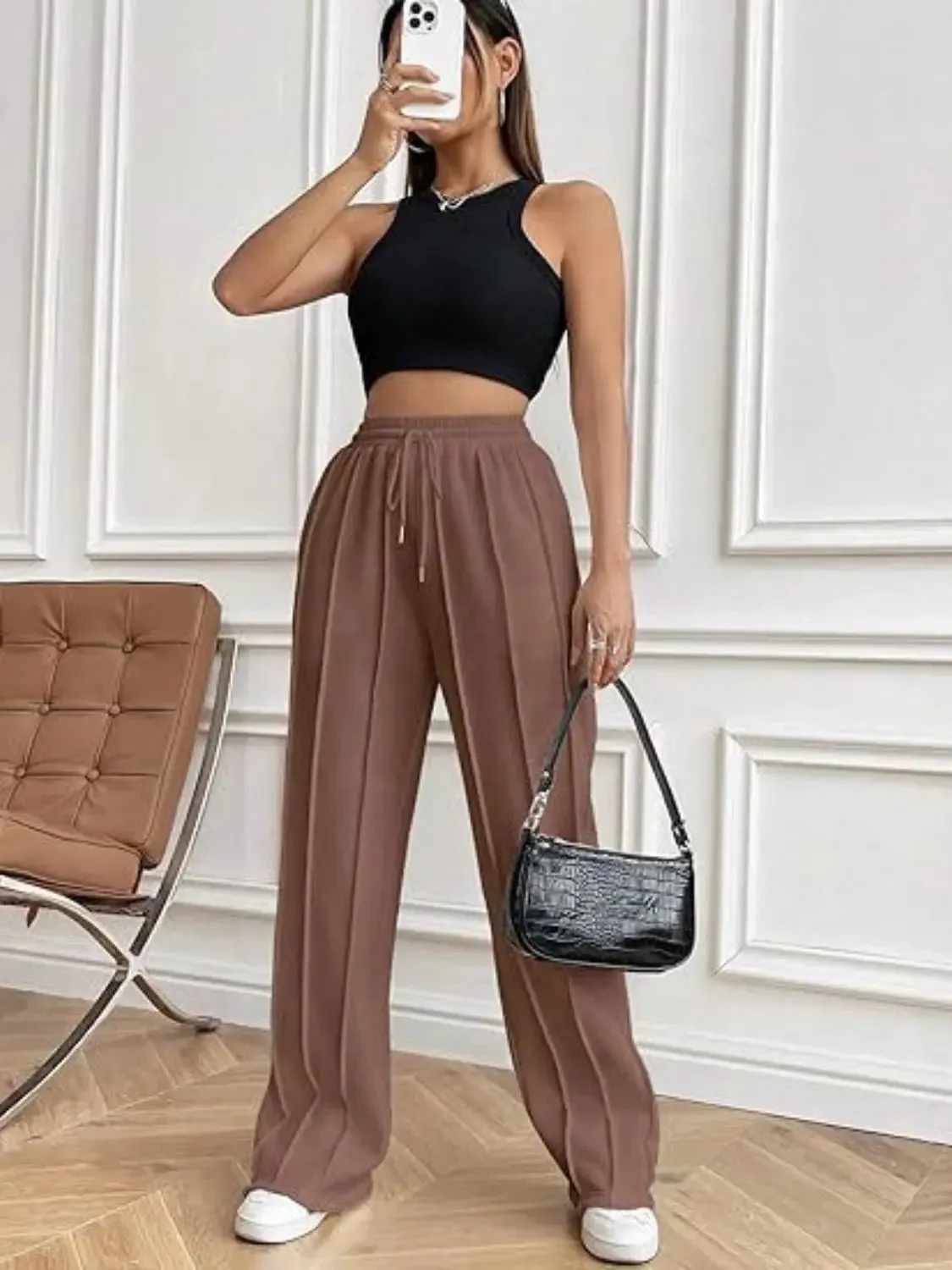 'Zahra' Drawstring Wide Leg Pants