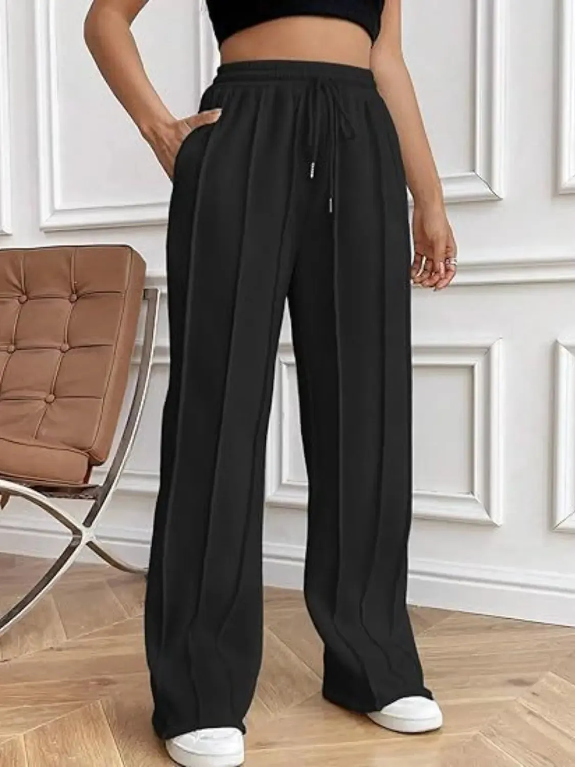 'Zahra' Drawstring Wide Leg Pants