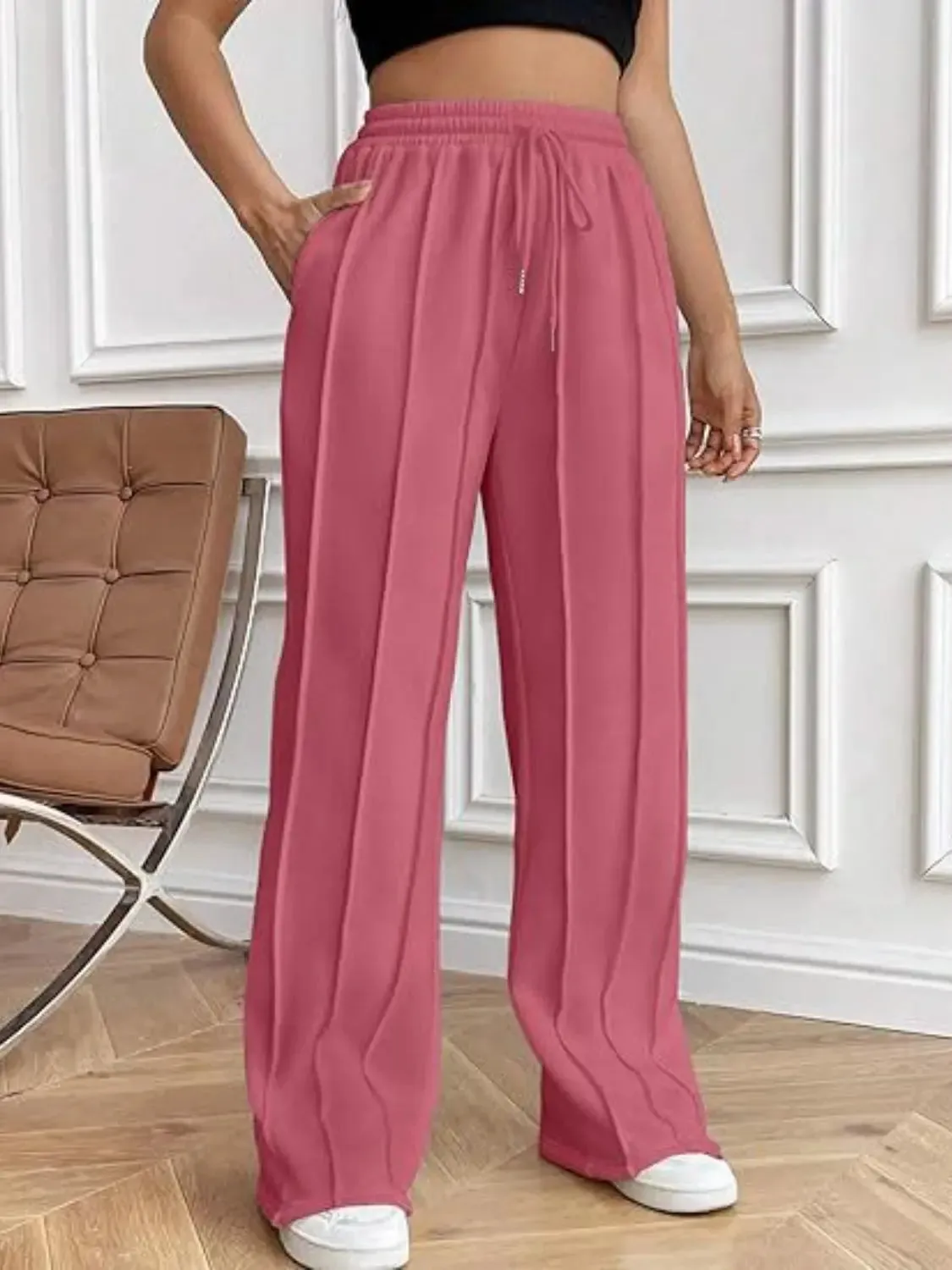 'Zahra' Drawstring Wide Leg Pants