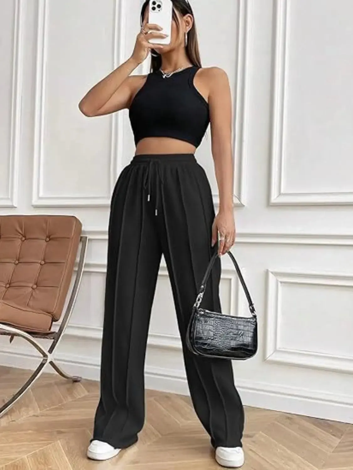 'Zahra' Drawstring Wide Leg Pants